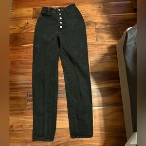 Vintage Bongo Black High Rise Button Fly Jeans Y2K 90s Straight Leg Denim (1134)
